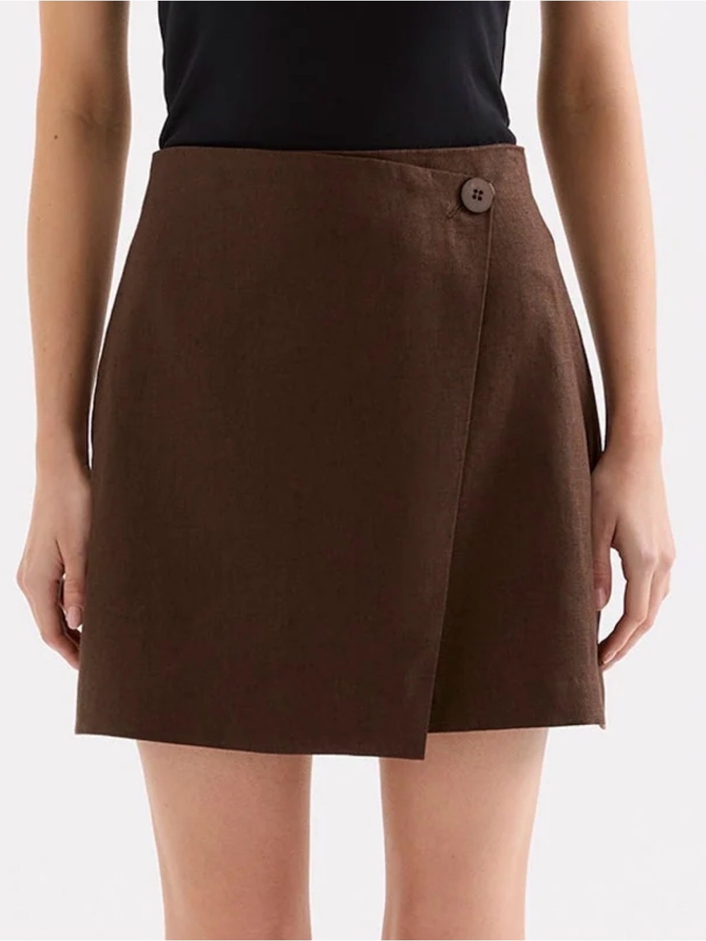Nude Lucy Brown Wrap Mini Skirt with Button